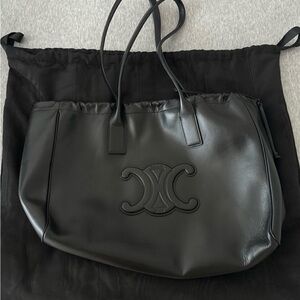 Celine Black Leather Tote Bag